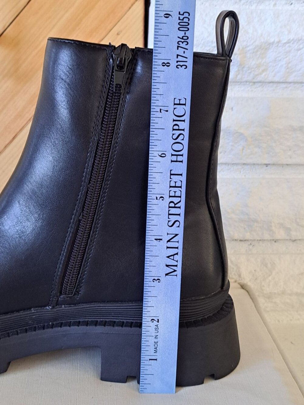 American Eagle Black Chunky Chelsea Boots Side Zippers & Elastic Panel Size 9 - Picture 8 of 9